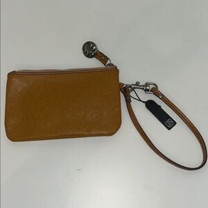 Jim Shore Tooled leather wristlet pouch NEW